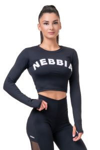 NEBBIA Sporty HERO crop top s dlhými rukávmi 585 Black Farba: čierna, Veľkosť: XS