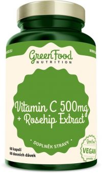 GreenFood Vitamín C 500 + Extrakt zo šípok 60 kapslí