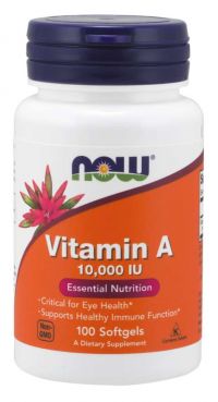 NOW® Foods NOW Vitamín A, 10000 IU, 100 softgélových kapsúl